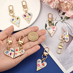 7 pz decorazioni pendenti in lega smaltata a forma di cuore&nbsp;KEYC-YW00203