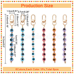 6 pieza de 6 colores de resina de mal de ojo con borlas redondas colgantes decorativas&nbsp;KEYC-WR0001-22