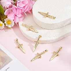 6pcs pendentifs en laiton micro pavé de zircone cubique&nbsp;KK-BBC0027-33