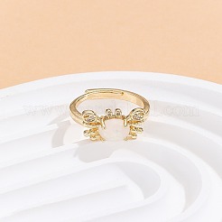 Anillos de dedo ajustables con micropavé de circonita cúbica de latón&nbsp;FS-WGE54F5-01