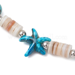 Bracelets en perles de coquillages d'eau douce naturelles avec tortues de mer et étoiles de mer&nbsp;BJEW-JB11884