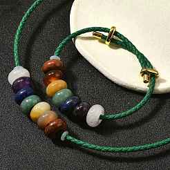 Ensembles de bracelets et colliers en perles de pierres précieuses naturelles rondelle chakra&nbsp;G-P561-01G-02