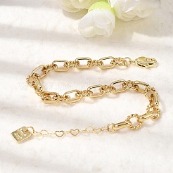 Armbänder aus Messing mit ovalen und gedrehten Ringgliedern für Damen&nbsp;BJEW-F531-06G