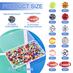 120 Stück 12 Stile Sport-Stil Acrylperlen&nbsp;MACR-TA0002-28