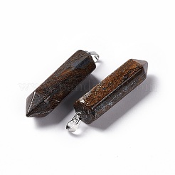 Spitze Anhänger mit zwei Enden aus natürlichem Bronzit&nbsp;G-G926-01P-14