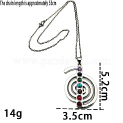 7 Chakra-Thema-Halskette mit natürlichem und synthetischem gemischtem Genstein-Wirbel-Anhänger&nbsp;QI2897