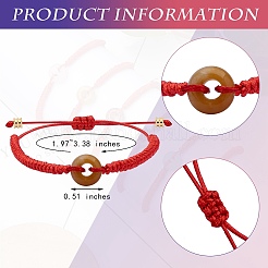 Natürliches geflochtenes Armband aus gelben Jade-Donuts&nbsp;BJEW-SW00047-04