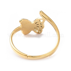 Anillo ajustable de mariposa hueca de acero inoxidable 304 con revestimiento de iones (IP) para mujer&nbsp;RJEW-I097-03G