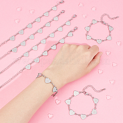 Armbänder mit Herz-Cabochonfassung aus 304 Edelstahl&nbsp;BJEW-AB00011