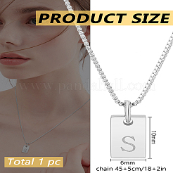 Collier avec pendentif rectangulaire en forme de lettre en acier inoxydable 1 pièce&nbsp;NJEW-LP0001-34S-P