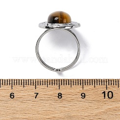 Ovale Fingerringe aus natürlichem Tigerauge&nbsp;RJEW-M063-01P-13
