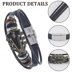 Bracelet en alliage et cuir (1 pièce) pour homme et femme&nbsp;BJEW-CL0001-24