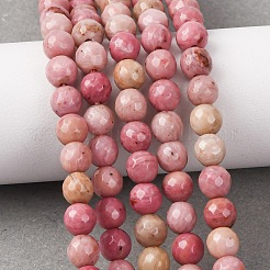 Brins de perles rondes en rhodonite naturelle facettée&nbsp;G-M289-02-6mm