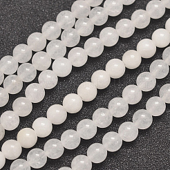 Natürliche runde weiße Jade Perle Stränge&nbsp;G-P070-01-6mm