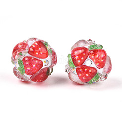 Perles rondes en résine en forme de fruits&nbsp;RESI-T059-03D
