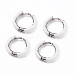 Boucles d'oreilles créoles épaisses en acier inoxydable 304 bicolore avec émail pour femmes&nbsp;EJEW-C043-11-09P