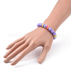 Undurchsichtige Acryl-Stretch-Armbänder mit runden und Unterlegscheibe-Perlen&nbsp;BJEW-JB09099