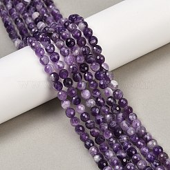 Facettierte runde natürliche Chevron-Amethyst-Perlenstränge&nbsp;G-L437-22-6mm