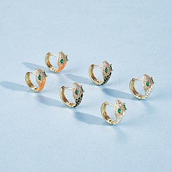 Orecchini a cerchio serpente con zirconi cubici e smalto&nbsp;EJEW-SZ0001-87D