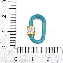 Fermoirs mousquetons à vis ovales en laiton micro-pavé de zircone cubique transparente&nbsp;KK-B167-01A-03G