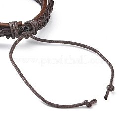 Bracelets multi-brins triple couche en cuir pu et cordons cirés&nbsp;BJEW-G709-03A