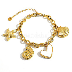 Braccialetti con ciondoli in acciaio inossidabile 304 e conchiglie naturali&nbsp;WGD3A98-01