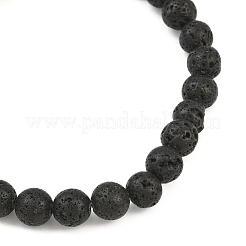 Braccialetti elastici con perline rotonde in pietra lavica naturale per uomo e donna&nbsp;BJEW-JB12490