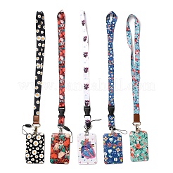 Cordino da collo in poliestere con portacarte di nome rettangolari in plastica&nbsp;AJEW-XCP0002-33