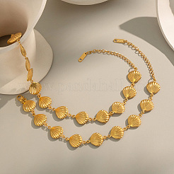 Halsketten- und Armband-Sets mit Muschelgliederkette aus Edelstahl für Damen&nbsp;VK3327-3
