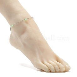 Tobilleras de jade blanco teñido natural y jade de Malasia para mujer&nbsp;AJEW-AN00476-05