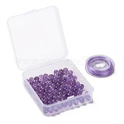100pcs 8mm natürliche Amethyst runde Perlen&nbsp;DIY-LS0002-13