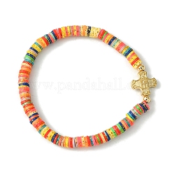 Disques en argile polymère heishi surfeur bracelets extensibles&nbsp;BJEW-JB09835