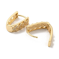 Pendientes de aro de latón con micro circonitas y cubic zirconia transparente&nbsp;EJEW-E295-11KCG