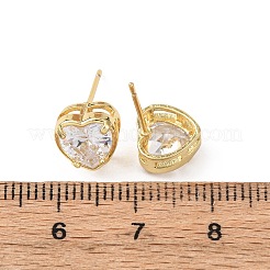 Latón micro pave aretes de circonita cúbica transparente&nbsp;EJEW-C174-02A-G