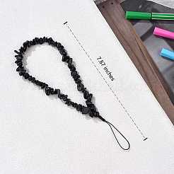 Natürliche Obsidian-Chips Handy Lanyard Handschlaufe&nbsp;HJEW-SW00018-04