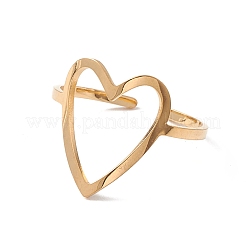 Anello polsino aperto in acciaio inossidabile 304 con cuore cavo per donna&nbsp;LS-RJEW-E073-07G