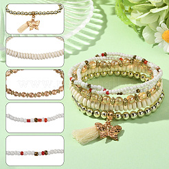 1 Set stapelbare Stretch-Armbänder mit Glasperlen im Bohemian-Urlaubsstil für Damen&nbsp;BJEW-SP0001-13