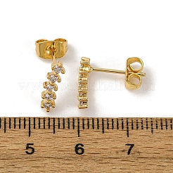 Ohrstecker aus Messing mit Mikropavé und klaren Zirkonia-Streifen&nbsp;EJEW-S280-01G