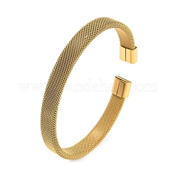 Braccialetti con polsino in rete metallica in acciaio inossidabile 304 per donna&nbsp;LS-BJEW-D022-01C-G