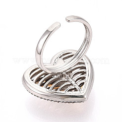 Bagues ouvertes réglables en laiton avec micro pavé de zircones cubiques pour femmes&nbsp;RJEW-N051-06GP