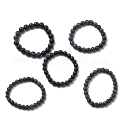 Braccialetti elastici con perline rotonde di iolite naturale per donna&nbsp;BJEW-L712-A05