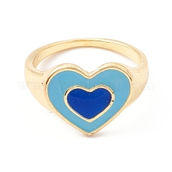 Herz-Emaille-Fingerring für Mädchenfrauen&nbsp;RJEW-Z010-01LG-RS