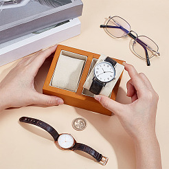 Espositori per gioielli con doppio orologio in legno&nbsp;ODIS-WH0099-48