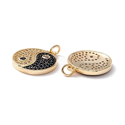 Placage en rack laiton micro pave pendentifs en zircone cubique clair et noir&nbsp;X-KK-B050-01G