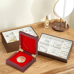Boîte de rangement commémorative en bois pour pièces de monnaie avec couvercle à charnière et loquet en métal&nbsp;CON-WH0088-41B