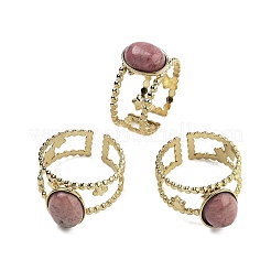Ovale Fingerringe aus natürlichem Rhodochrosit&nbsp;RJEW-N046-05A-G