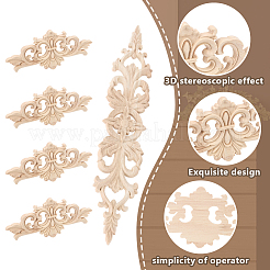 12 pièce 2 styles d'appliques artisanales sculptées en bois massif naturel&nbsp;AJEW-AR0005-05
