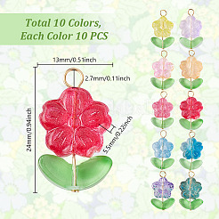 100pcs pendentifs en verre 10 couleurs&nbsp;PALLOY-GA00019