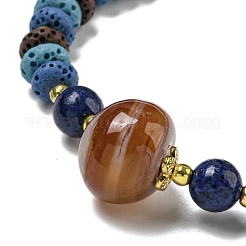 Braccialetti con perline intrecciate a rondelle di roccia lavica naturale tinta&nbsp;BJEW-Z026-01A