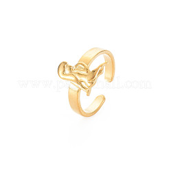 Anillo abierto de acero inoxidable 304 con revestimiento iónico (IP) para mujer&nbsp;RJEW-S405-156G-H